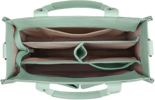 Canvas Tote Bag for Women with Zipper Closure & Individual Compartments for Work College for Teacher & Nurse